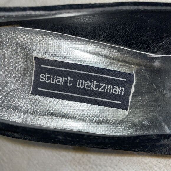 Stuart Weitzman Women’s Dress Pumps Size 7.5 B Black Velvet Going Out Party - Picture 2 of 12